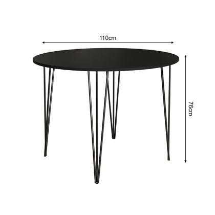 Imagem de Mesa com 4 Cadeiras Katrina Preta Elen Hairpin 110cm Jantar Preta com Ferro Preto