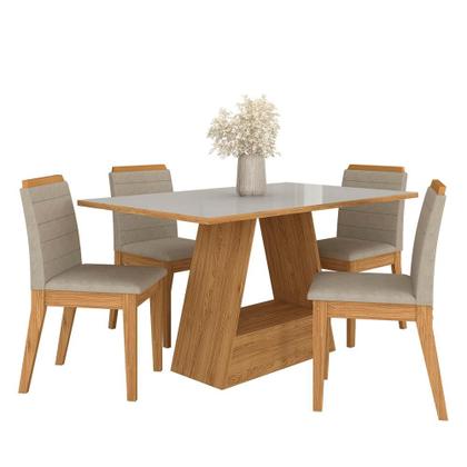 Imagem de Mesa Com 4 Cadeiras Nápoles 1,36 Cinamomo/off/bege - Móveis Arapongas