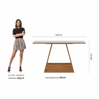 Imagem de Mesa Com 4 Cadeiras Nápoles 1,36 Cinamomo/off/bege - Móveis Arapongas