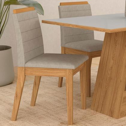 Imagem de Mesa Com 4 Cadeiras Nápoles 1,36 Cinamomo/off/bege - Móveis Arapongas