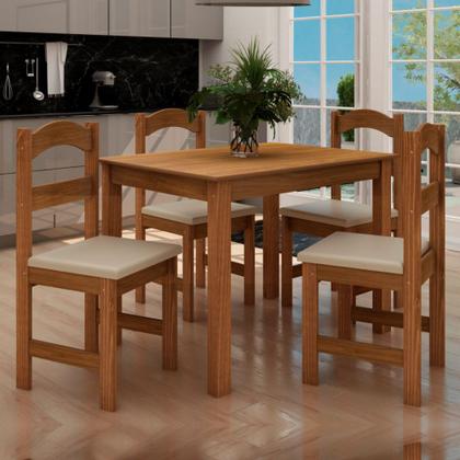 Imagem de Mesa com 4 Cadeiras Pés Madeira Praiana Arauna