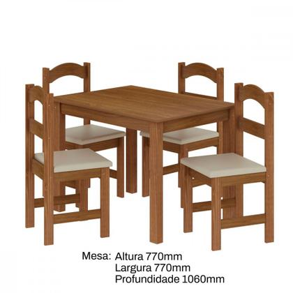 Imagem de Mesa com 4 Cadeiras Pés Madeira Praiana Arauna