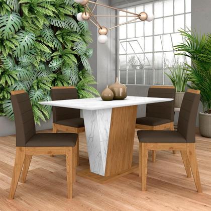 Imagem de Mesa Com 4 Cadeiras Qatar 1,20 Cin/carraro Bra/mar - Móveis Arapongas