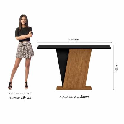 Imagem de Mesa Com 4 Cadeiras Qatar 1,20 Cin/pre/preto - Móveis Arapongas