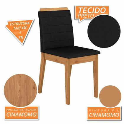 Imagem de Mesa Com 4 Cadeiras Qatar 1,20 Cin/pre/preto - Móveis Arapongas