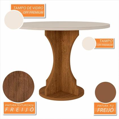 Imagem de Mesa Com 4 Cadeiras Redonda C/vidro Santorini Fre/off/material sintético Beg - M.a