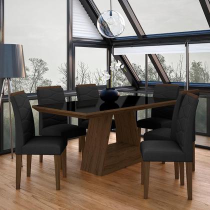 Imagem de Mesa Com 6 Cadeiras 1,60 ávila Imbuia/preto/preto - Móveis Arapongas
