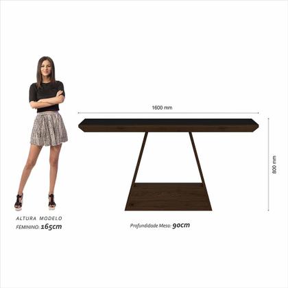 Imagem de Mesa Com 6 Cadeiras 1,60 ávila Imbuia/preto/preto - Móveis Arapongas