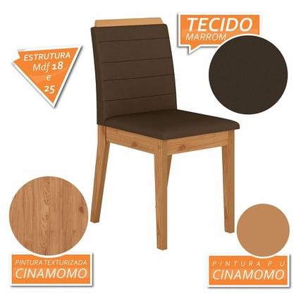 Imagem de Mesa Com 6 Cadeiras 1,60 Nápoles Cinam/off Wh/marro - Móveis Arapongas