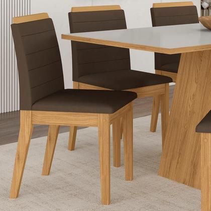 Imagem de Mesa Com 6 Cadeiras 1,60 Nápoles Cinam/off Wh/marro - Móveis Arapongas