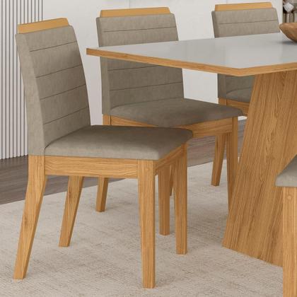 Imagem de Mesa Com 6 Cadeiras 1,60 Nápoles Cinam/off Whi/bege - Móveis Arapongas