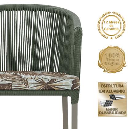 Imagem de Mesa com 6 Cadeiras de Jantar Roma 120cm e Noronha em Alumínio Fendi Corda Náutica Estofado 6 Trama Original