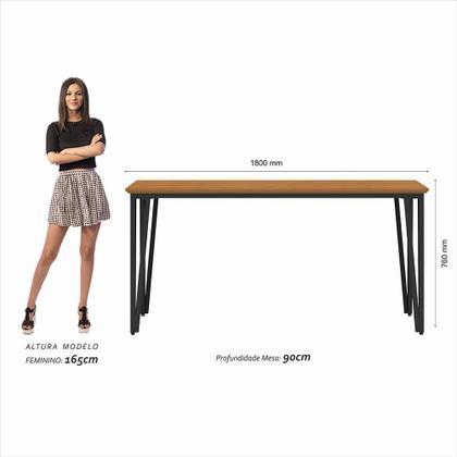 Imagem de Mesa Com 6 Cadeiras Industrial 1,8 Aspen Pr/cin/beg - Móveis Arapongas