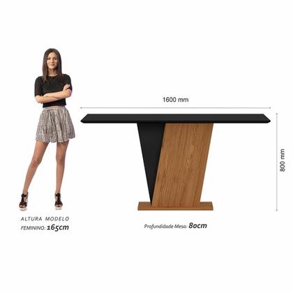 Imagem de Mesa Com 6 Cadeiras Qatar 1,60 Cin/preto/marrom - Móveis Arapongas