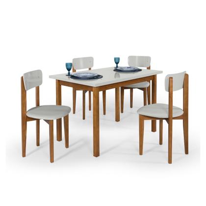 Imagem de Mesa com Cadeiras 120cm MDF Pinus Estofado Design Moderno