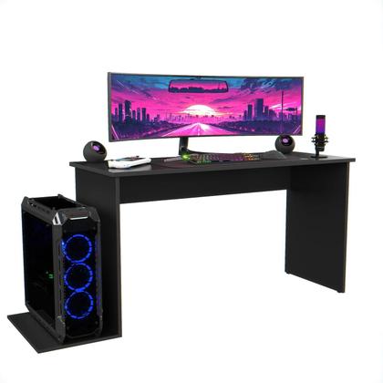 Imagem de Mesa Compacta Com Espaço 2 Monitores Gamer Ideal Industrial Madri