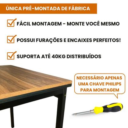Imagem de Mesa Compacta de MDF com Base Metálica  Ideal para 4 Pessoas Varanda