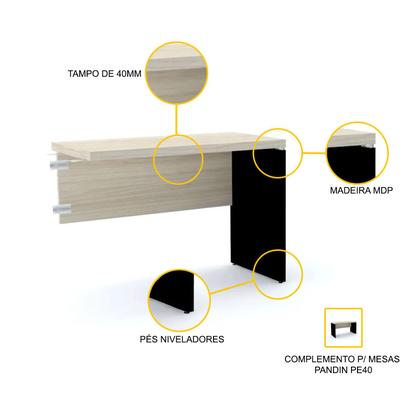 Imagem de Mesa complemento 90x45 pandin pe40 - nogueira