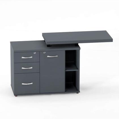 Imagem de Mesa Complemento Com Armário Aparador 03 Gavetas PE 40 Pandin Grafito e Preto