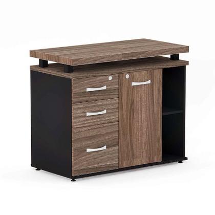 Imagem de Mesa Complemento Com Armário Aparador 03 Gavetas PE 40 Pandin Walnut e Preto