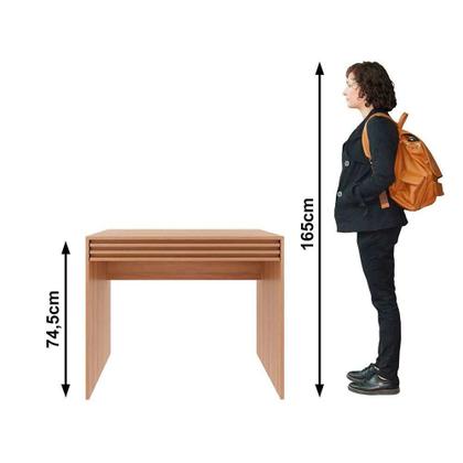 Imagem de Mesa Computador Escrivaninha c/ 1 Gaveta Ripada ME4173 Amêndoa - Tecno Mobili