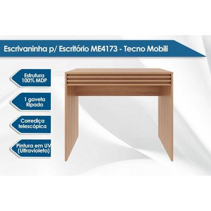 Imagem de Mesa Computador Escrivaninha c/ 1 Gaveta Ripada ME4173 Amêndoa - Tecno Mobili