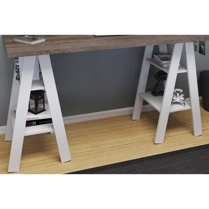Imagem de Mesa Computador MB 1034 Rustico/Branco - Movelbento