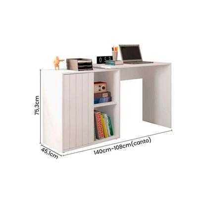 Imagem de Mesa Computador Tech c/ 1 Porta de Correr Freijo/Off White - Caemmun