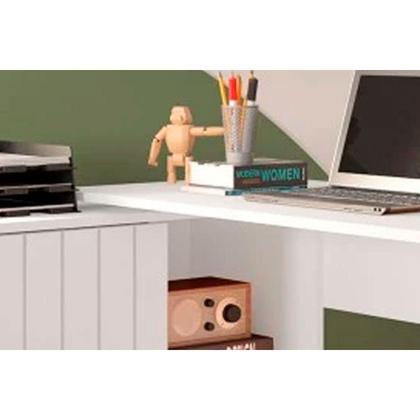 Imagem de Mesa Computador Tech c/ 1 Porta de Correr Freijo/Off White - Caemmun