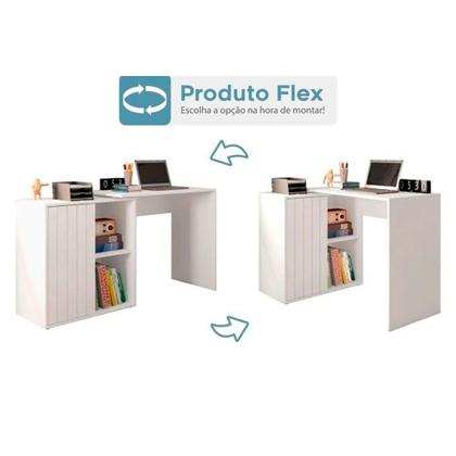 Imagem de Mesa Computador Tech c/ 1 Porta de Correr Freijo/Off White - Caemmun