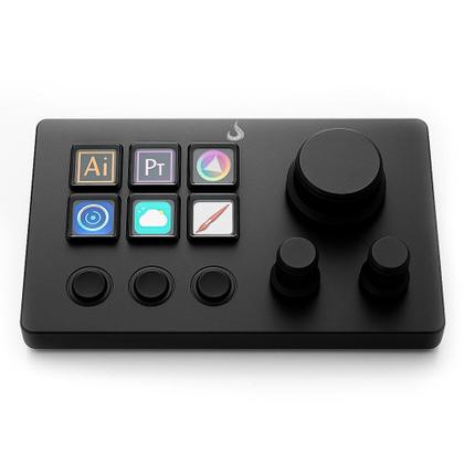 Imagem de Mesa Controladora Rise Mode Streaming Vision 01 Sound, 6 Teclas LCD, 3 Botões Rotativos e 3 Funcionais, USB, Preto - RM-MCS-01-B