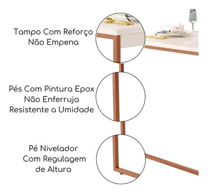 Imagem de Mesa Cozinha 2 Bancos Industrial Retangular 120x80 Pé Metal