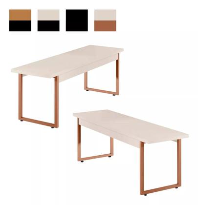 Imagem de Mesa Cozinha 2 Bancos Industrial Retangular 120x80 Pé Metal