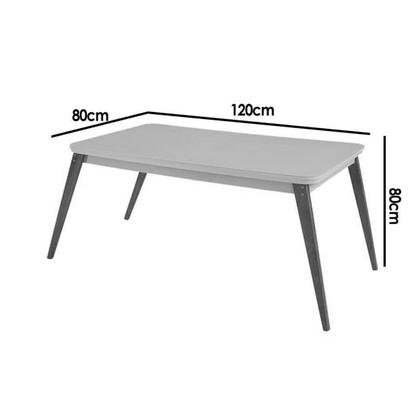 Imagem de Mesa Cozinha Havana c/ Tampo Madeirado c/ Vidro Canto Curvo 120x80cm e 4 Cadeiras Dakota Madeira Maciça Naturale/Off White - Capuccino/Suede Marrom-Ru