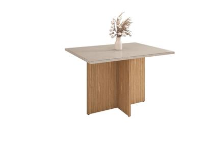 Imagem de Mesa Cozinha Retangular para Sala Jantar Madeira Com Tampo em Vidro Temperado para 4 Cadeiras Paris 1200x900 Casa D - Offwhite/Noce