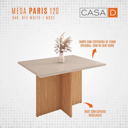 Imagem de Mesa Cozinha Retangular para Sala Jantar Madeira Com Tampo em Vidro Temperado para 4 Cadeiras Paris 1200x900 Casa D - Offwhite/Noce