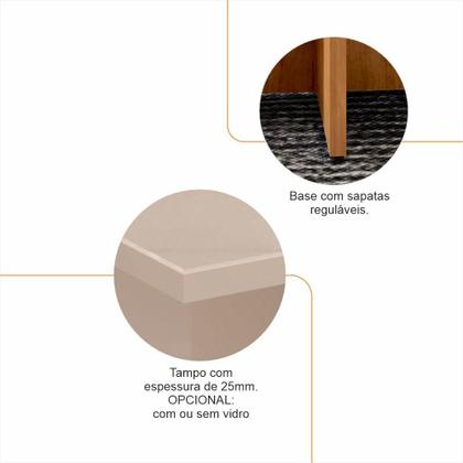 Imagem de Mesa Cozinha Retangular para Sala Jantar Madeira Com Tampo em Vidro Temperado para 4 Cadeiras Paris 1200x900 Casa D - Offwhite/Noce