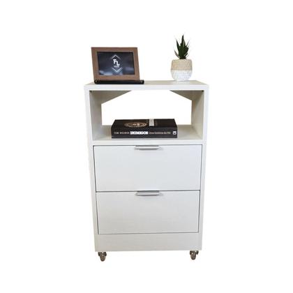 Imagem de Mesa Criado 40Cm 2 Gavetas 1 Nicho Quarto Casal C/Rodinhas