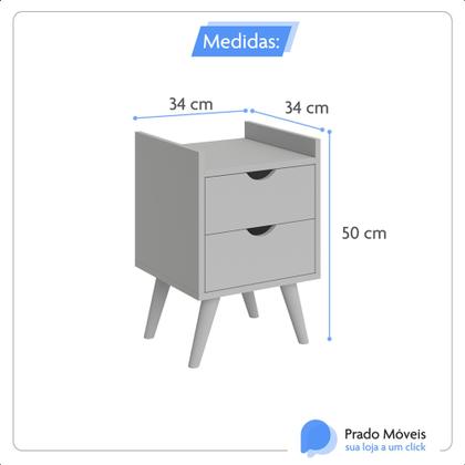 Imagem de Mesa Criado para Quarto Cama Casal 2 Gavetas Juma Off White/Freijo