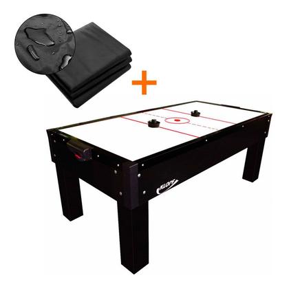 Imagem de MESA DE AERO HOCKEY PRETA + Kit 2037 - Klopf 1048 + Capa Impermeável