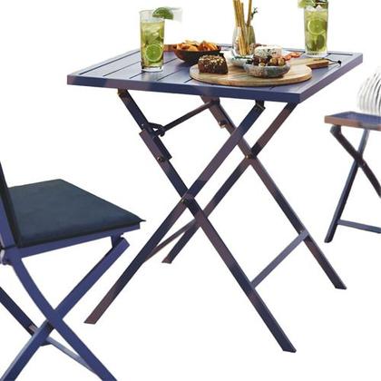 Imagem de Mesa De Aluminio Dobravel Azul 2 Lugares 74x71x74 Cm