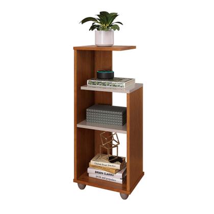 Imagem de Mesa De Apoio 1 Prateleiras e 3 Nichos Artely Bis Cor Cinamomo com Off White