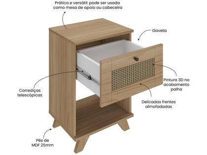 Imagem de Mesa de Apoio Cabeceira Lateral Trama