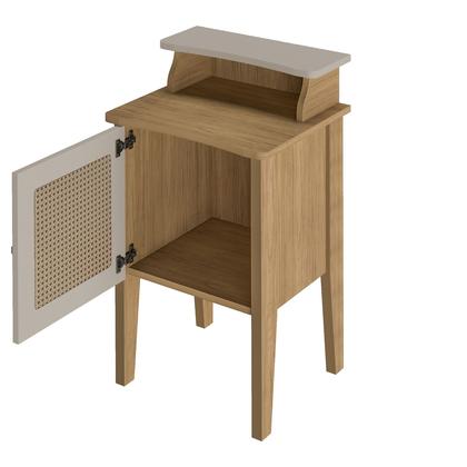 Imagem de Mesa De Apoio Com 1 Porta Artely Charlotte Cor Carvalho com Off White