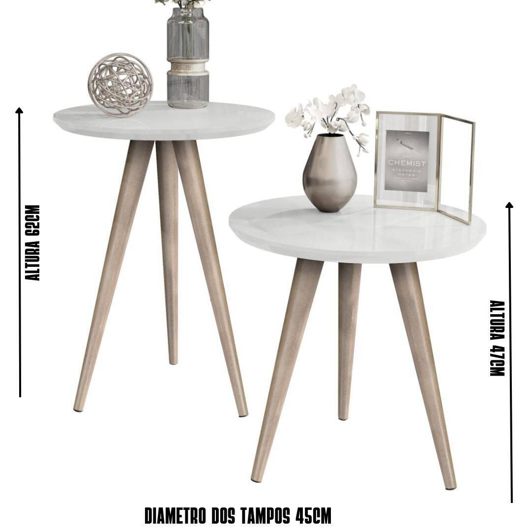Imagem de Mesa de Apoio e Mesa Lateral Kit Duplo Classic Freijó Decoração