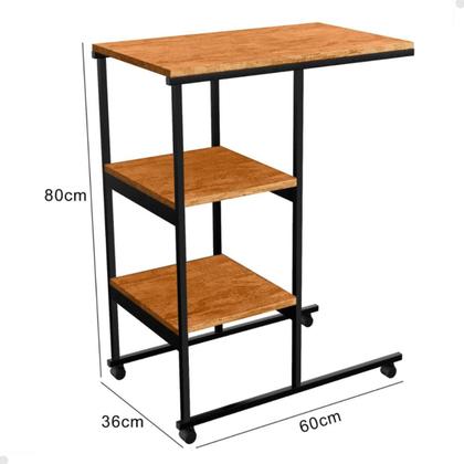 Mesa de Apoio Lateral Auxiliar Carrinho com Rodinhas Mesinha Apoio de Notebook Cama Sofá Ferro e MDF - Steel Mobile Imagem de Mesa de Apoio Lateral Auxiliar Carrinho com Rodinhas Mesinha Apoio de Notebook Cama Sofá Ferro e MDF