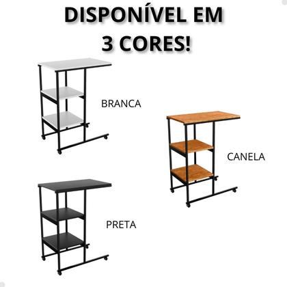 Mesa de Apoio Lateral Auxiliar Carrinho com Rodinhas Mesinha Apoio de Notebook Cama Sofá Ferro e MDF - Steel Mobile Imagem de Mesa de Apoio Lateral Auxiliar Carrinho com Rodinhas Mesinha Apoio de Notebook Cama Sofá Ferro e MDF