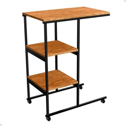 Mesa de Apoio Lateral Auxiliar Carrinho com Rodinhas Mesinha Apoio de Notebook Cama Sofá Ferro e MDF - Steel Mobile Imagem de Mesa de Apoio Lateral Auxiliar Carrinho com Rodinhas Mesinha Apoio de Notebook Cama Sofá Ferro e MDF