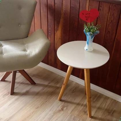 Imagem de Mesa De Apoio Lateral Canto Redonda Decoração Sala Pé Palito