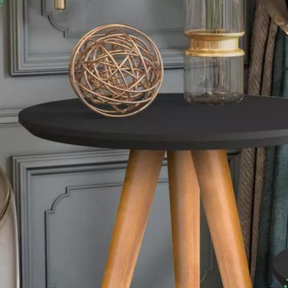 Imagem de Mesa De Apoio Lateral Canto Redonda Decoração Sala Pé Palito